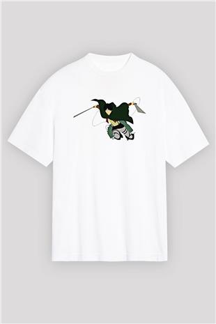 Eren Jaeger Baskılı Beyaz Unisex Oversize Tişört - Tshirt