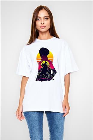 Eren Jaeger Baskılı Beyaz Unisex Oversize Tişört - Tshirt