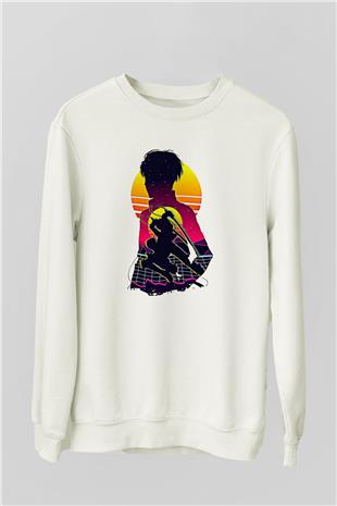 Eren Jaeger Baskılı Beyaz Unisex Sweatshirt