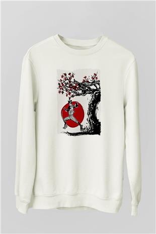 Eren Jaeger Baskılı Beyaz Unisex Sweatshirt