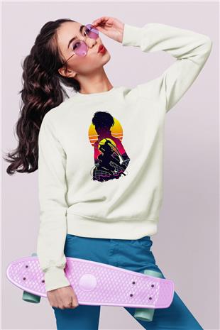 Eren Jaeger Baskılı Beyaz Unisex Sweatshirt