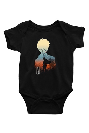 Eren Jaeger Baskılı Unisex Siyah Bebek Body - Zıbın