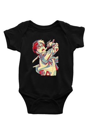 Eren Jaeger Baskılı Unisex Siyah Bebek Body - Zıbın