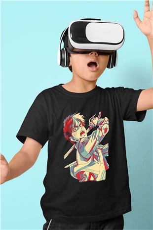 Eren Jaeger Baskılı Unisex Siyah Çocuk Tişört - Tshirt