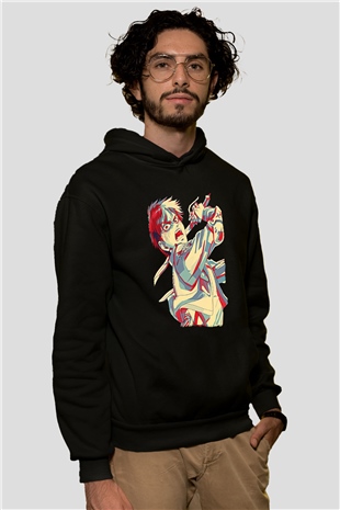Eren Jaeger Baskılı Unisex Siyah Hoodie