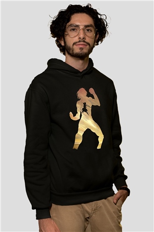 Eren Jaeger Baskılı Unisex Siyah Hoodie