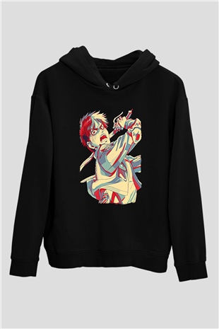 Eren Jaeger Baskılı Unisex Siyah Hoodie