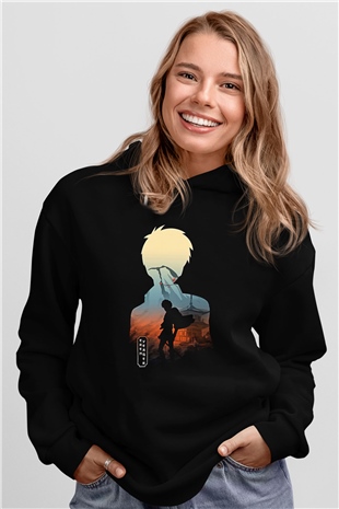 Eren Jaeger Baskılı Unisex Siyah Hoodie