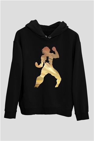 Eren Jaeger Baskılı Unisex Siyah Hoodie
