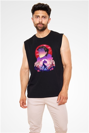 Eren Jaeger Baskılı Unisex Siyah Kolsuz Tişört - Tshirt