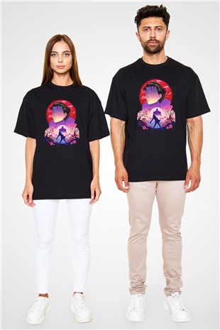 Eren Jaeger Baskılı Unisex Siyah Oversize Tişört - Tshirt