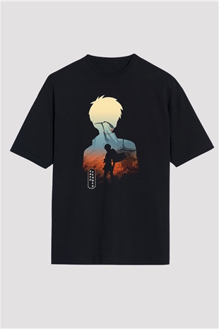 Eren Jaeger Baskılı Unisex Siyah Oversize Tişört - Tshirt