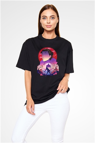 Eren Jaeger Baskılı Unisex Siyah Oversize Tişört - Tshirt