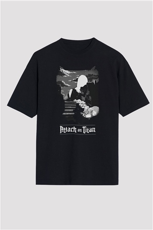 Eren Jaeger Baskılı Unisex Siyah Oversize Tişört - Tshirt