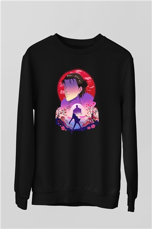 Eren Jaeger Baskılı Unisex Siyah Sweatshirt
