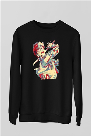 Eren Jaeger Baskılı Unisex Siyah Sweatshirt