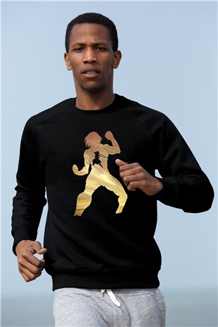 Eren Jaeger Baskılı Unisex Siyah Sweatshirt