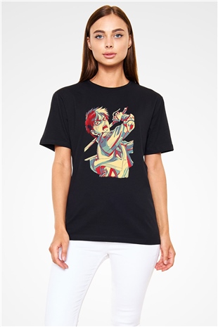 Eren Jaeger Baskılı Unisex Siyah Tişört - Tshirt