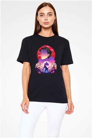 Eren Jaeger Baskılı Unisex Siyah Tişört - Tshirt