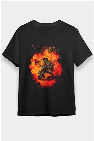 Eren Jaeger Baskılı Unisex Siyah Tişört - Tshirt