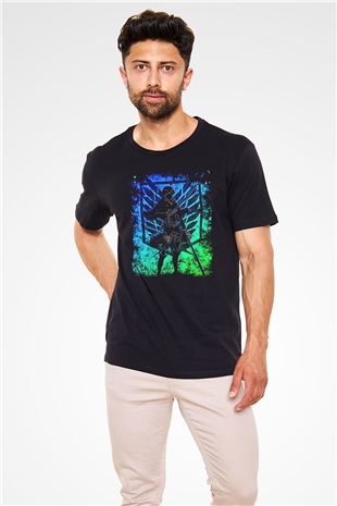 Eren Jaeger Baskılı Unisex Siyah Tişört - Tshirt