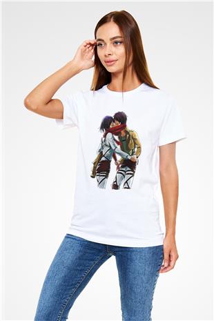 Eren Jaeger Unisex Baskılı Beyaz Tişört - Tshirt