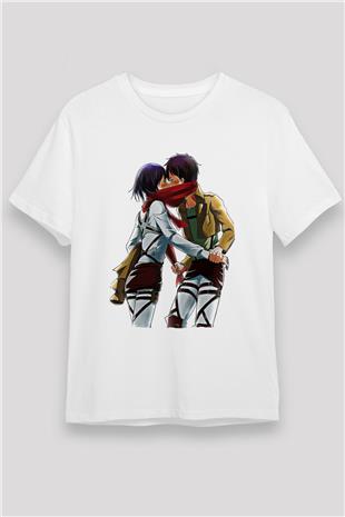Eren Jaeger Unisex Baskılı Beyaz Tişört - Tshirt