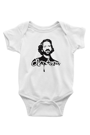 Eric Clapton Baskılı Beyaz Unisex Bebek Body - Zıbın