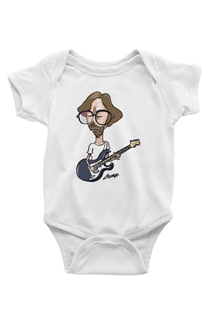 Eric Clapton Baskılı Beyaz Unisex Bebek Body - Zıbın