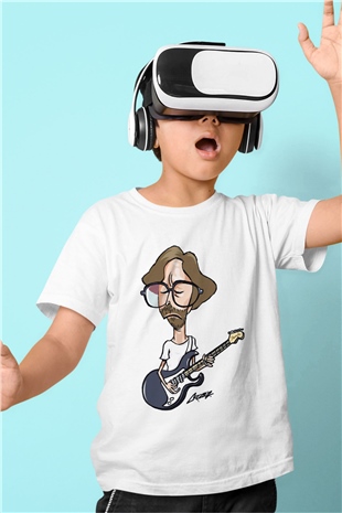 Eric Clapton Baskılı Beyaz Unisex Çocuk Tişört