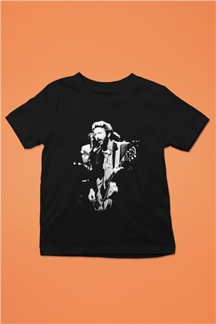 Eric Clapton Baskılı Siyah Unisex Çocuk Tişört