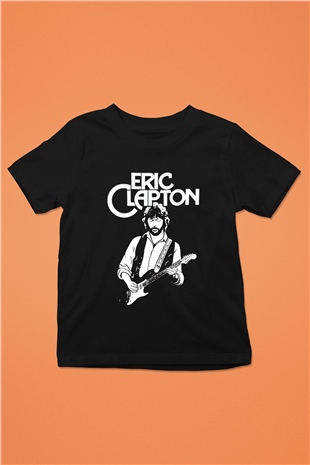 Eric Clapton Baskılı Siyah Unisex Çocuk Tişört