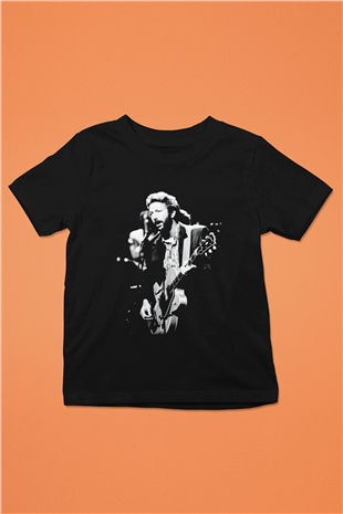 Eric Clapton Baskılı Siyah Unisex Çocuk Tişört