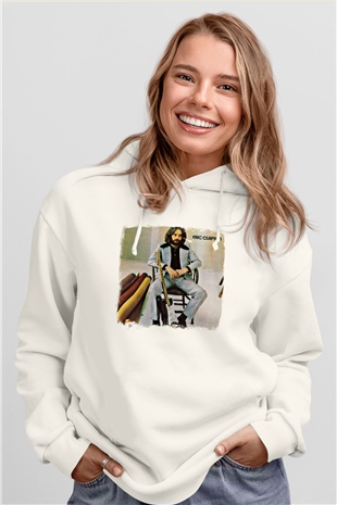 Eric Clapton Baskılı Unisex Beyaz Hoodie