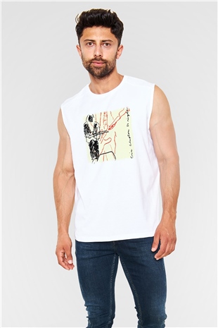 Eric Clapton Baskılı Unisex Beyaz Kolsuz Tişört