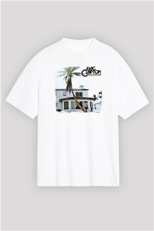 Eric Clapton Baskılı Unisex Beyaz Oversize Tişört