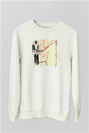 Eric Clapton Baskılı Unisex Beyaz Sweatshirt
