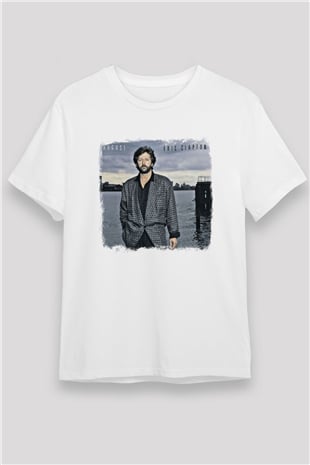 Eric Clapton Baskılı Unisex Beyaz Tişört