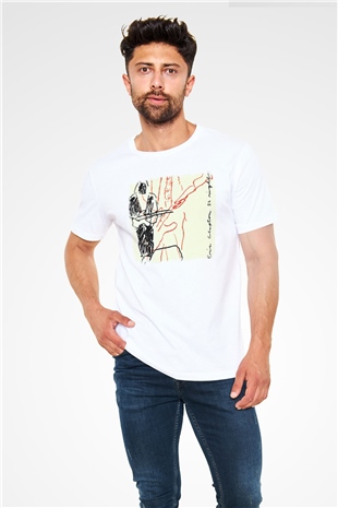 Eric Clapton Baskılı Unisex Beyaz Tişört