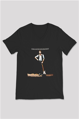 Eric Clapton Baskılı Unisex Siyah V Yaka Tişört