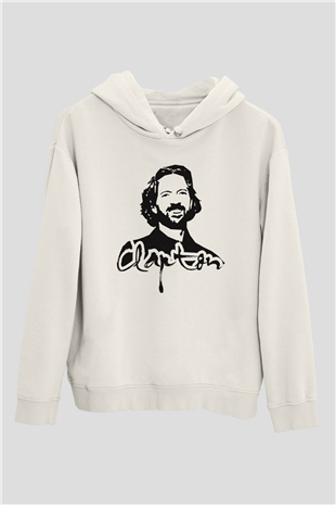 Eric Clapton Beyaz Unisex Kapşonlu Sweatshirt