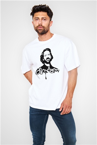 Eric Clapton Beyaz Unisex Oversize Tişört T-Shirt