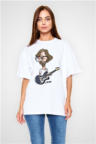 Eric Clapton Beyaz Unisex Oversize Tişört T-Shirt
