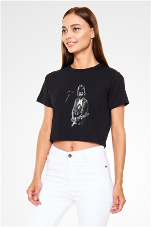 Eric Clapton Siyah Crop Top Tişört