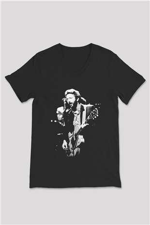 Eric Clapton Siyah Unisex V Yaka Tişört T-Shirt
