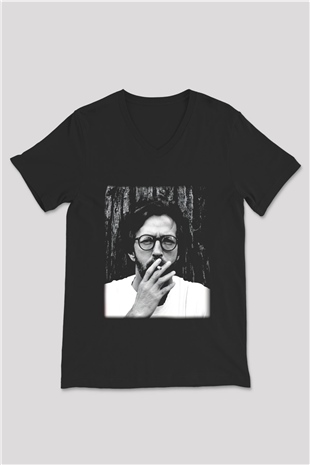 Eric Clapton Siyah Unisex V Yaka Tişört T-Shirt