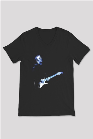Eric Clapton Siyah Unisex V Yaka Tişört T-Shirt