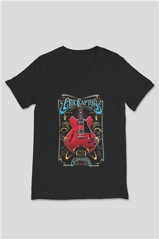 Eric Clapton Siyah Unisex V Yaka Tişört