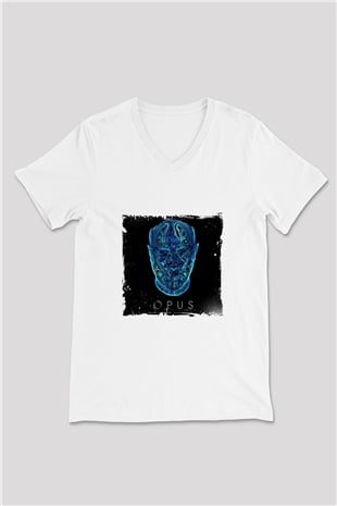 Eric Prydz Baskılı Beyaz V Yaka Unisex Tişört