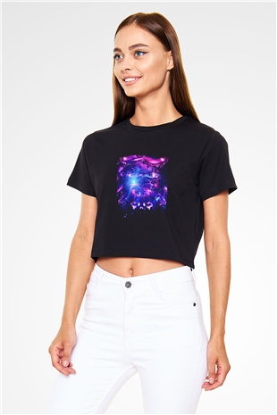 Eric Prydz Baskılı Crop Top Siyah Kadın Tişört